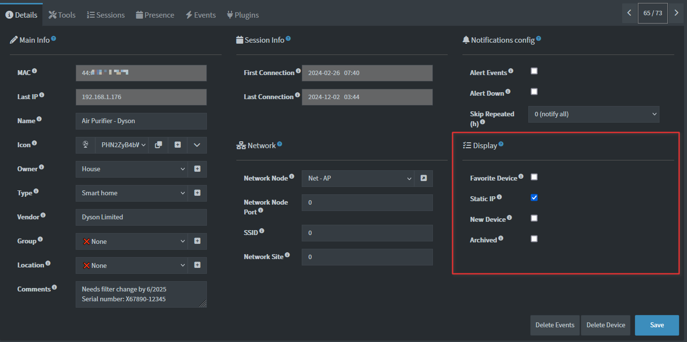 Display settings