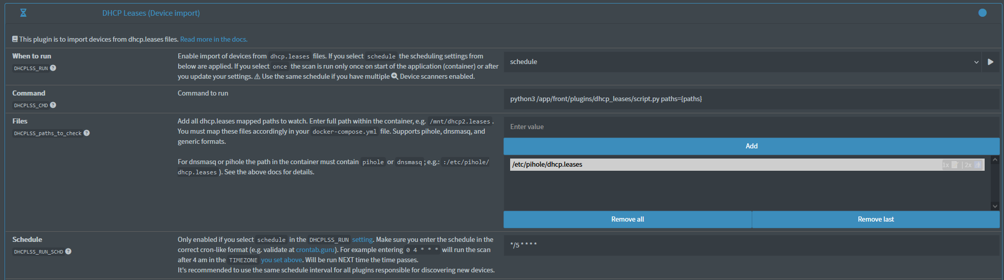 DHCPLSS sample settings